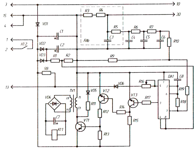 Электрическая схема блока БДУ-4-3