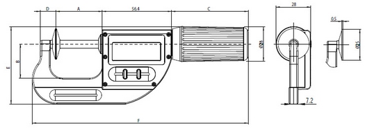 Схема габаритных размеров микрометра МЗЦ-25