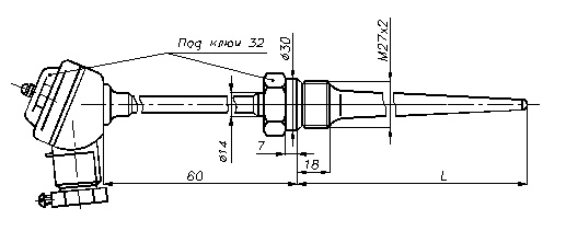 7 - Габаритный чертеж термопреобразователя ТСП-8040