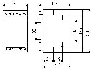 Схема габаритных размеров реле НЛ-6А-1 и НЛ-6А-2