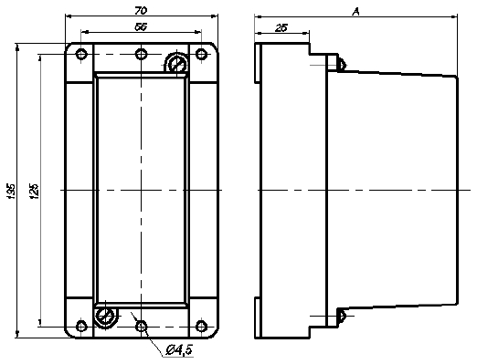 Схема габаритных и установочных размеров реле ПЭ45