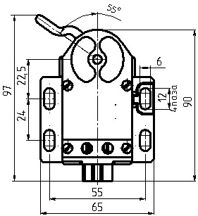 Схема габаритных размеров выключателя ВП85-111-2