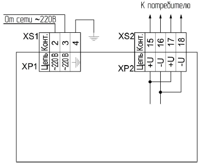 Схема внешних соединений устройства питания БП-30-1к