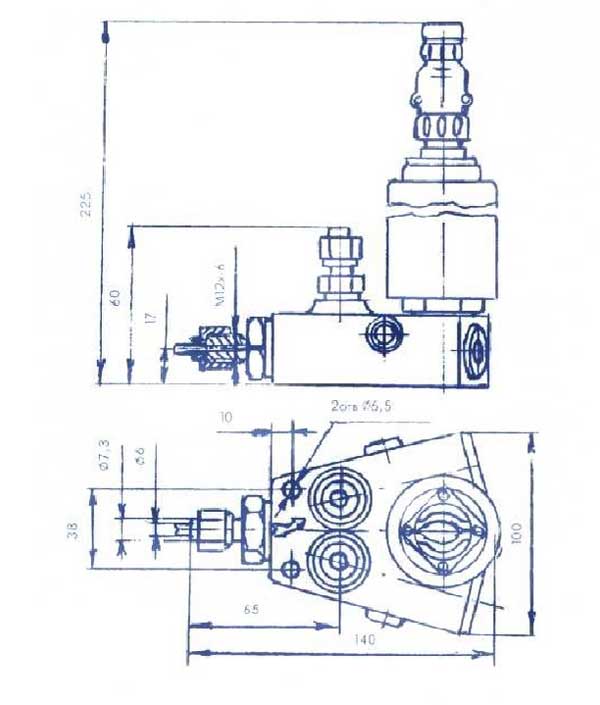 Рис.1 Схема габаритных размеров пневмоэлектроклапан ПЭКДД