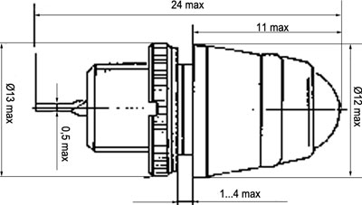Рис.1. Габаритный чертеж малогабаритного сигнального фонаря МФС-2