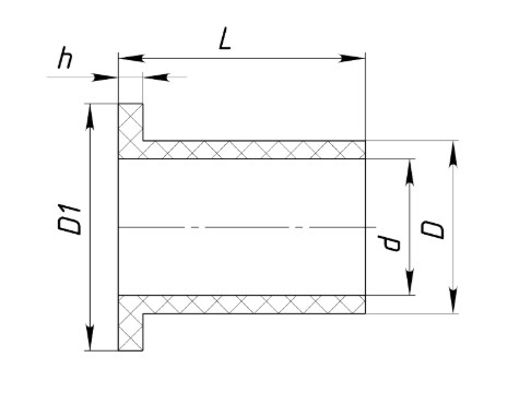 Рис.1 Схема габаритов втулки изолирующих фланцевых соединений